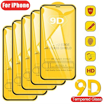 1-5Pcs 9D Tempered Glass for IPhone 11 12 13 Pro Max 6 S 8 7 Plus Screen Protector for IPhone 13 14 XS MAX X XR Full Cover Glass