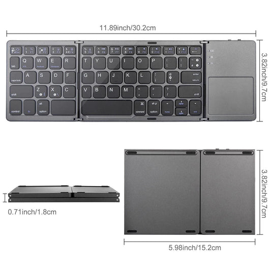 Jelly Comb Rechargerable Portable Mini Bluetooth Wireless Keyboard Foldable with Touchpad Mouse for Android Windows PC Tablet