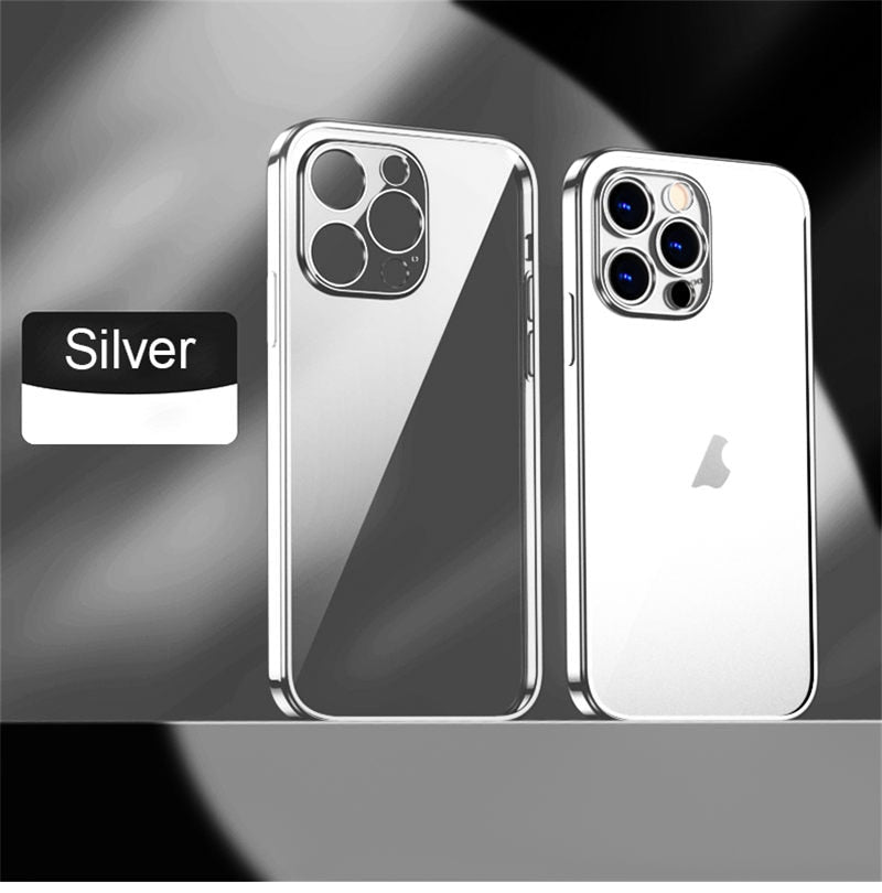 Luxury Plating Transparent Soft Silicone Case for iPhone 13 12 14 Pro Max Shockproof Clear Cover