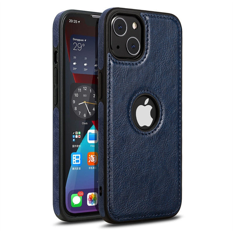 Ultra Thin Slim Leather Phone Case For iPhone 13 Pro Max 12 Pro Max14 Shockproof Bumper Soft Business Back Cover