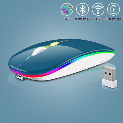 Wireless Mouse Bluetooth Rechargeable Mouse Ultra-thin Silent LED Colorful Backlit Gaming Mouse For iPad Computer Laptop PC