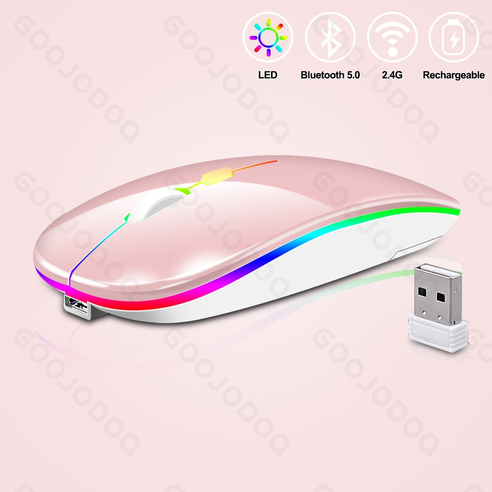 Wireless Mouse Bluetooth Rechargeable Mouse Ultra-thin Silent LED Colorful Backlit Gaming Mouse For iPad Computer Laptop PC