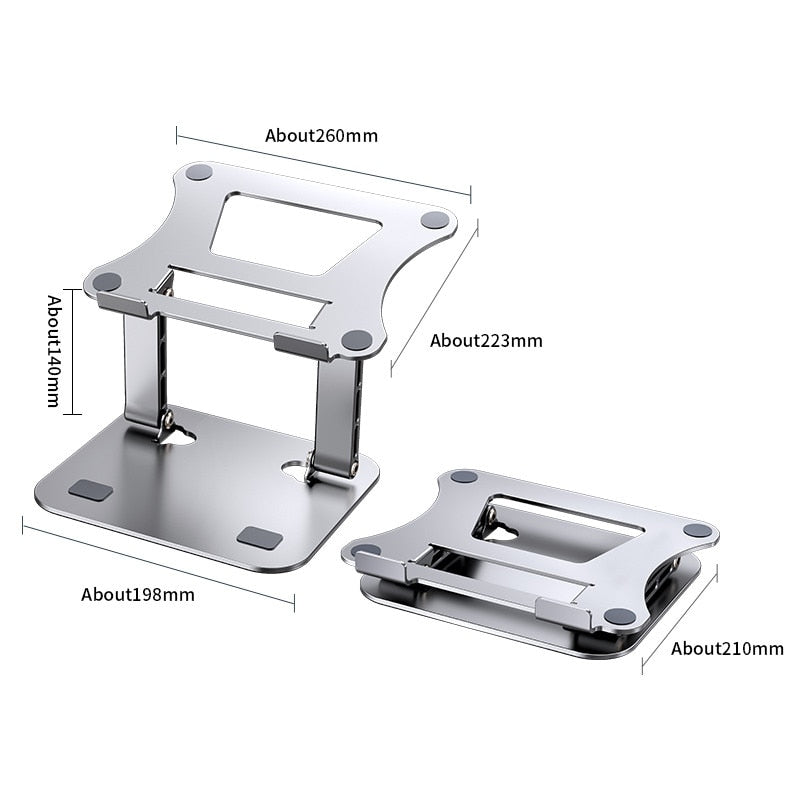 Laptop Stand Adjustable Aluminum Alloy Notebook Tablet Stand Up to 17 Inch Laptop Portable Fold Holder Cooling Bracket Support