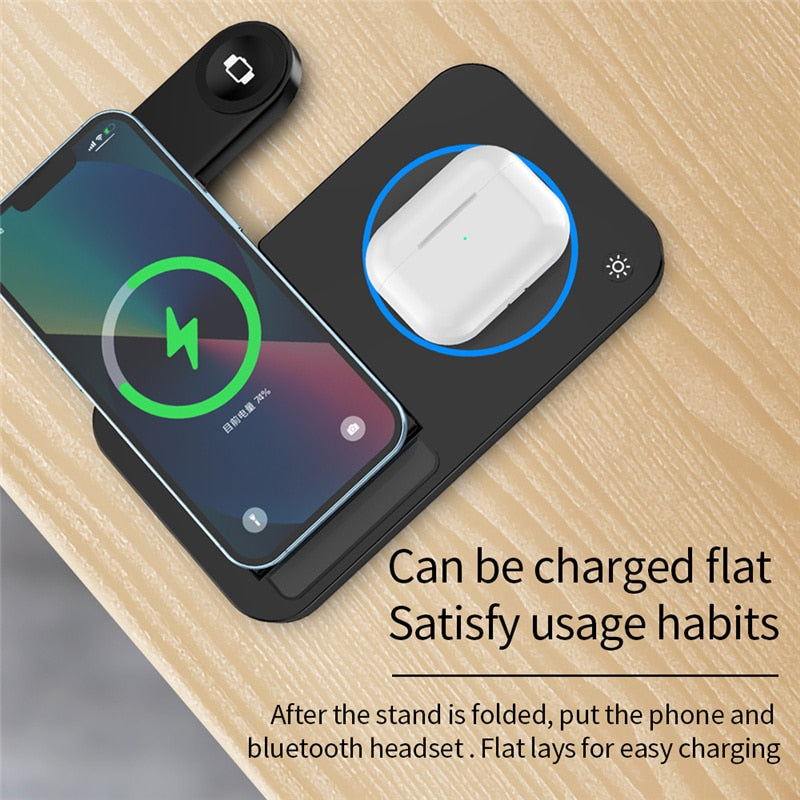 30W 4 in 1 Qi Fast Wireless Charger Stand For iPhone 14 13 12 Apple Watch Foldable Charging Dock Station for Airpods Pro iWatch