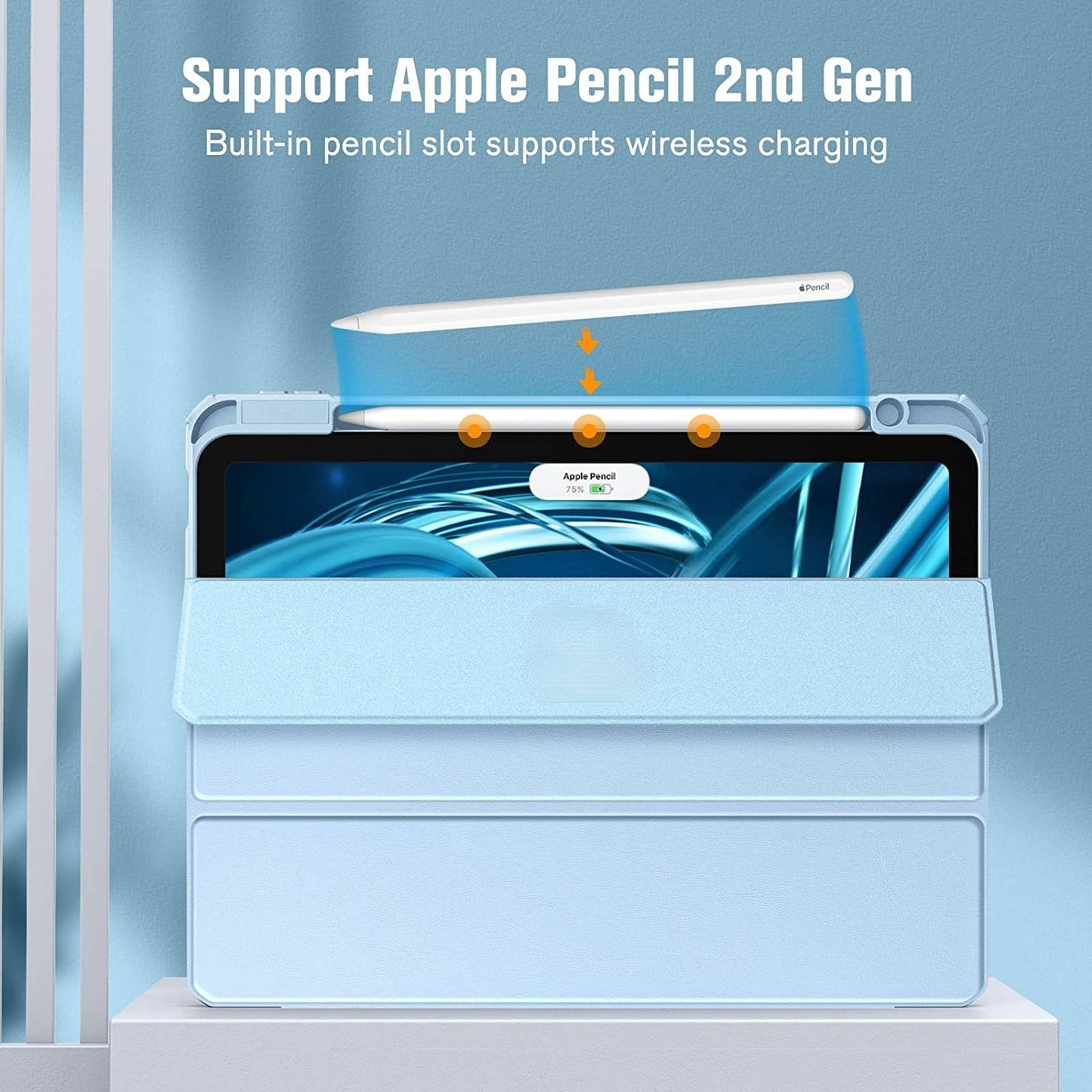 For iPad Pro 11 12.9 Case 2020/2018 Pro 2021 12 9 Air 4 10.9 Case Apple Pencil Holder Support Wireless Charging Cover Air 5 2022