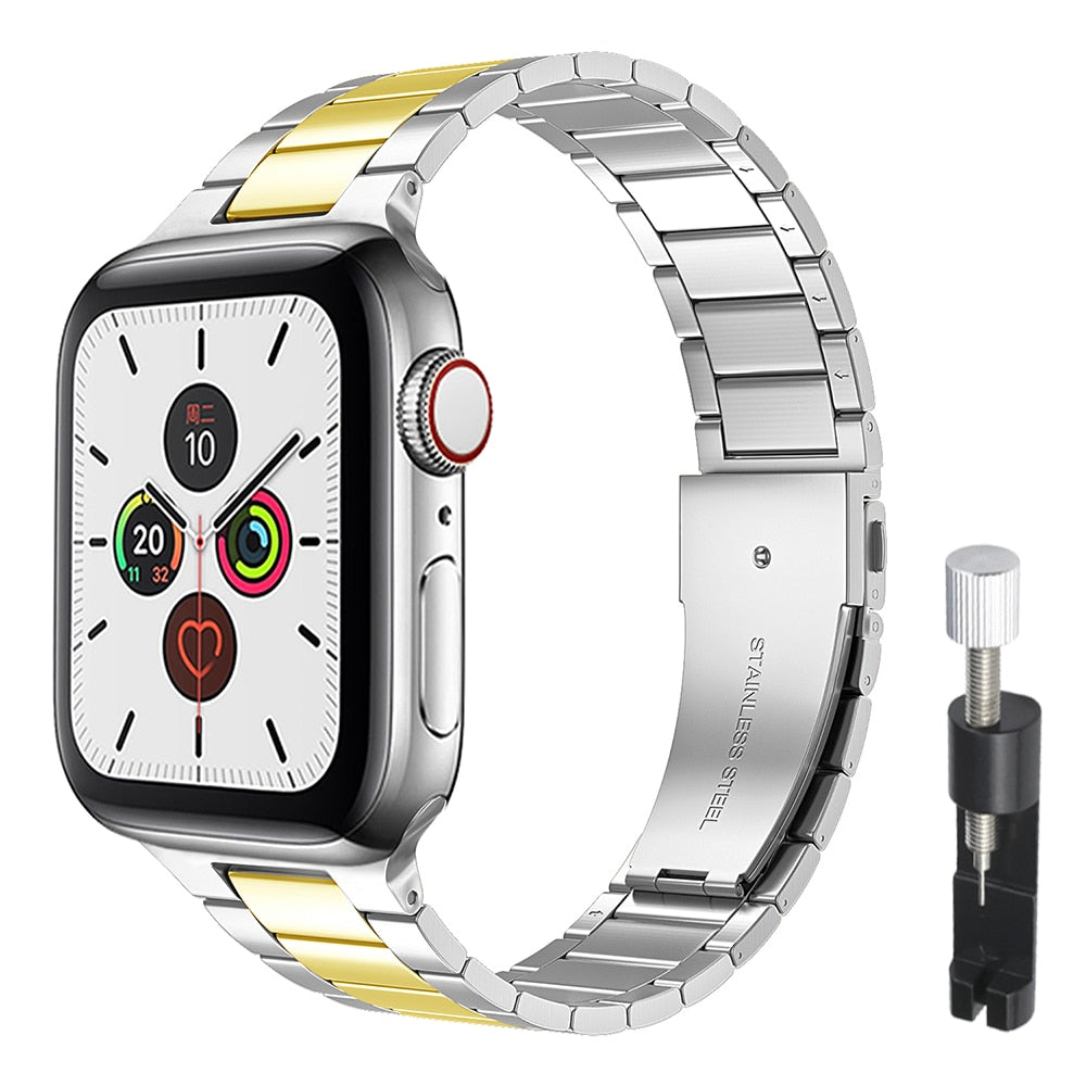 Stainless Steel Strap For Apple Watch 7 8 Band 45mm 41mm Link Bracelet IWatch Ultra 49mm 6 SE 5 4 44mm 40mm 42mm Accessories