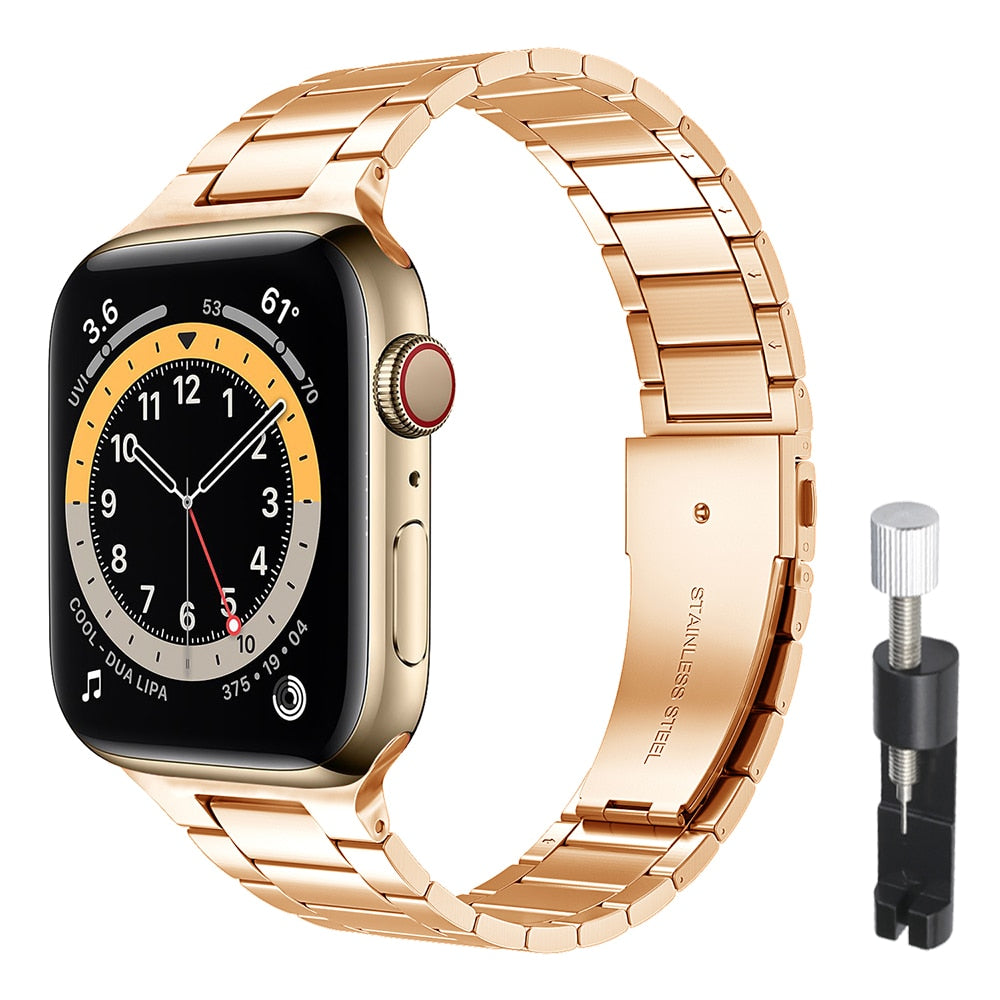 Stainless Steel Strap For Apple Watch 7 8 Band 45mm 41mm Link Bracelet IWatch Ultra 49mm 6 SE 5 4 44mm 40mm 42mm Accessories