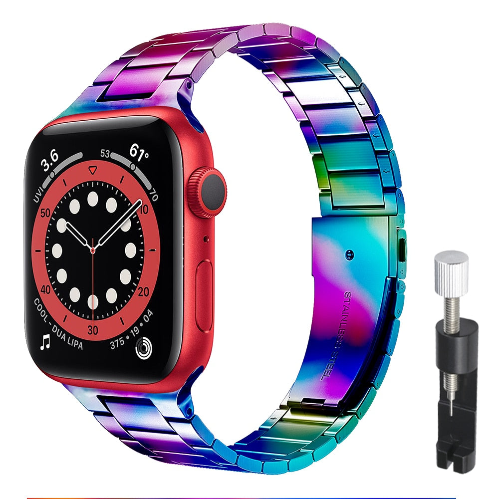 Stainless Steel Strap For Apple Watch 7 8 Band 45mm 41mm Link Bracelet IWatch Ultra 49mm 6 SE 5 4 44mm 40mm 42mm Accessories